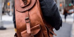 Mens Brown Leather Vintage Backpack Bag
