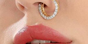 diamond studded pressable nose ring