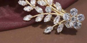 Leaf Shaped American Diamond Hair Clip
