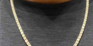 Mens Gold Diamond Tennis Necklace