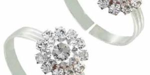 Silver Plated Diamond Toe Ring