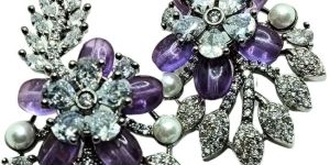 Purple Advika AD Pearl Dangle