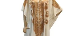 Classic Paisley White Kaftan Golden Embroidered