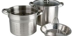 Steamer Set with Glass & Stainless Steel Lid
