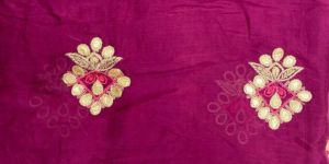 Red Wine Embroidered Cotton Fabric