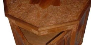 Drum Table Semi Carved