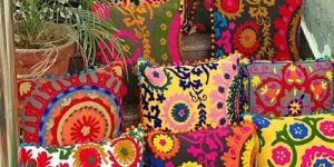 Cotton Embroidery Embroidered Cushion Cover