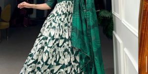 Tussar Silk Printed Gown