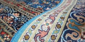 Turquoise Silk Cotton Hand Knotted Carpet