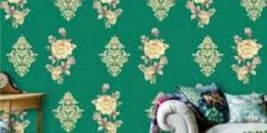 Green Royal Pattern PVC Designer Wallpaper