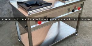 SLC Stainless Steel Heavy Two Burner Cooking Range - 24 X 45 X 32 Inch