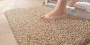 Beige Rectangle Microfiber Door Mat