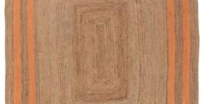 Natural Orange Modern Jute Designer Border Rug