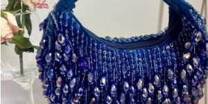 Heavy Beaded Handled Clutch Bag