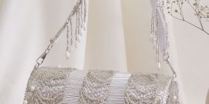 Silver Fringe Tassel Handcrafted Clutch Bag