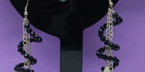 Elegant Black & White Teardrop Dangle Earrings