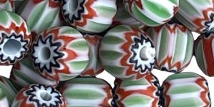 Glass 5mm Green Chevron Bead