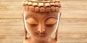 Wooden Buddha Head Face
