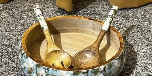 Wooden Epoxy Bowl Spoon Fork Set