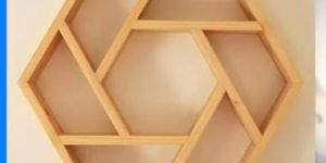 Handcrafted Hexagon Wooden Wall Shelf
