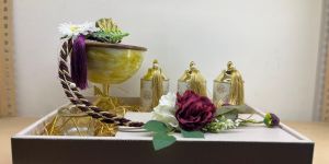 Brass Metal Tray Jar Set