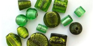 Silver Foil Green Color Furnace Mix Beads