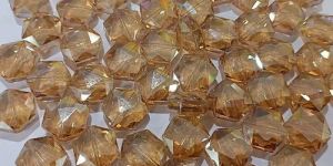 Topaz Golden Hexagonal Glass Beads