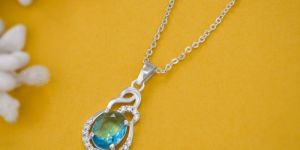 Party Wear Silver Plated Sky Blue Stone Necklace