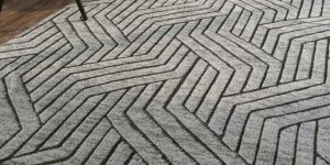 Grey Geometric Wool Hand Knotted Carpet