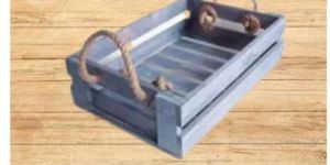 Decort Pine Wood Basket Jute Rope Handle