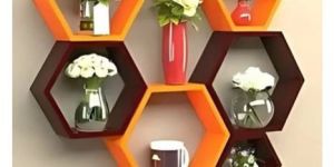 Multi Colored Wooden Intersecting Wall Shelves