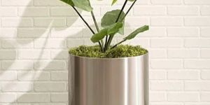 Silver Stainless Steel Metal Round Cylindrical Planters