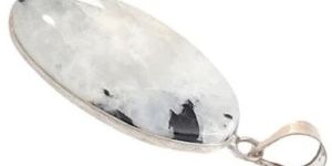White Rainbow Moonstone Oval Pendant