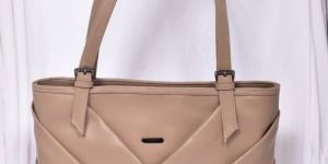 Ladies Beige PU Leather Handbag