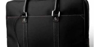 Leather Plain Black Laptop Bag