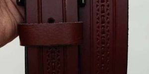 AI/011 Cherry Leather Belt with Satin Buckle