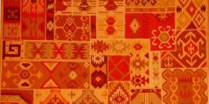 Orange Cotton Printed Patchwork Rugs