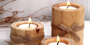 Polished Round Wooden Candle Holder