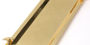 elegant floral handles gold-plated decorative serving tray