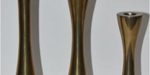 Modern Polished Brass Taper Candle Holder Set OF 3 Pcs