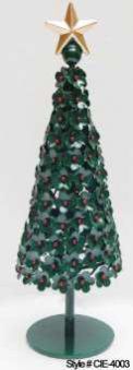 Tiered Golden Metal Christmas Tree Sculpture with Star Topper