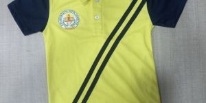 Poly Cotton Half Sleeve Yellow School Uniform T Shirt