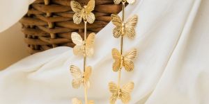 Gold Plated Brass Butterfly Earrings