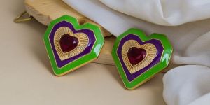 Statement Enamel Heart Stud Earrings