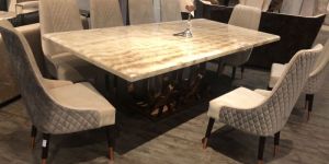 White Marble Rectangular Dining Table