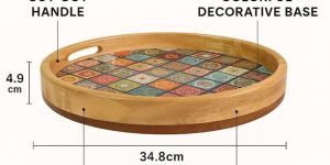 Handicraft Round Serving Mango Wooden Tray