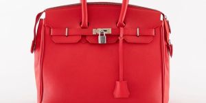 Plain Trimurthi Leather Red Ladies Hand Bags