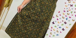 Ladies Elegance Printed Cotton A Line Kurti Set