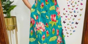 Ladies Elegant Vibes Cotton A Line Kurti Set