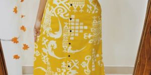 Ladies Floral Escape Cotton A Line Kurti Set